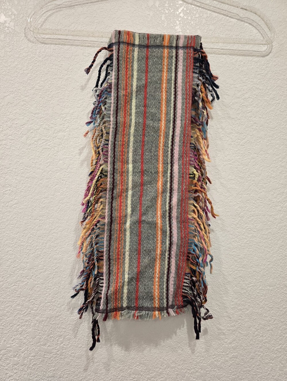 Wallace & Sewell handwoven multicolored striped scarf With fringe Wool Cashmere